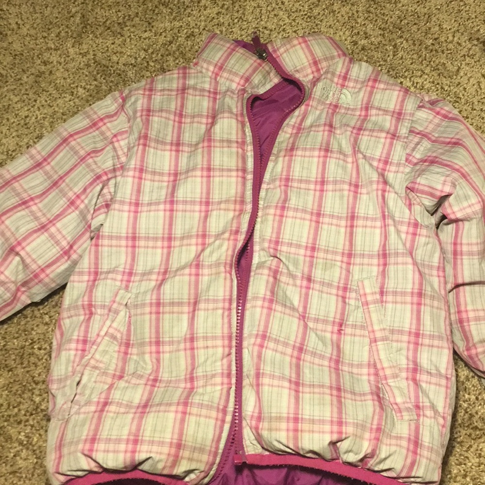 Cute pink reversible girls puffer, The North Face